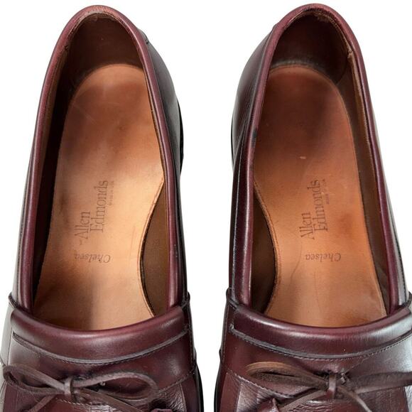 Allen Edmonds Loafer Size 13 D Burgundy Leather Chelsea Dress Kiltie Tassel - Picture 5 of 11